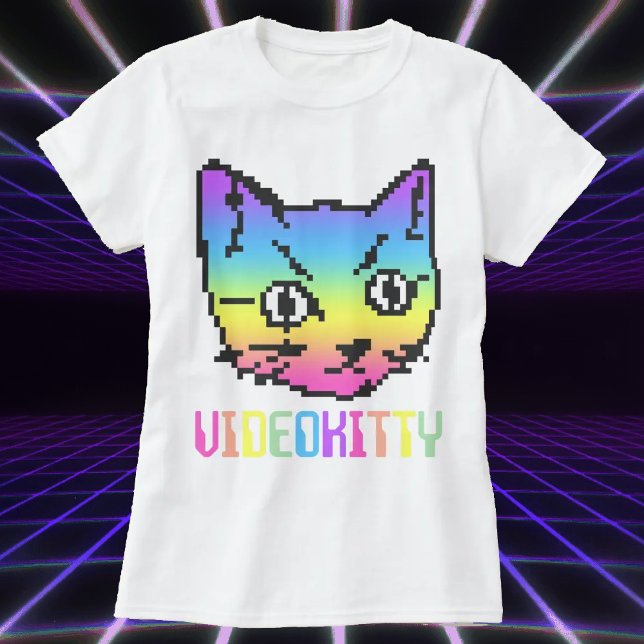 VIDEO KITTY CAT PIXEL ART T-SHIRT (Creator Uploaded)