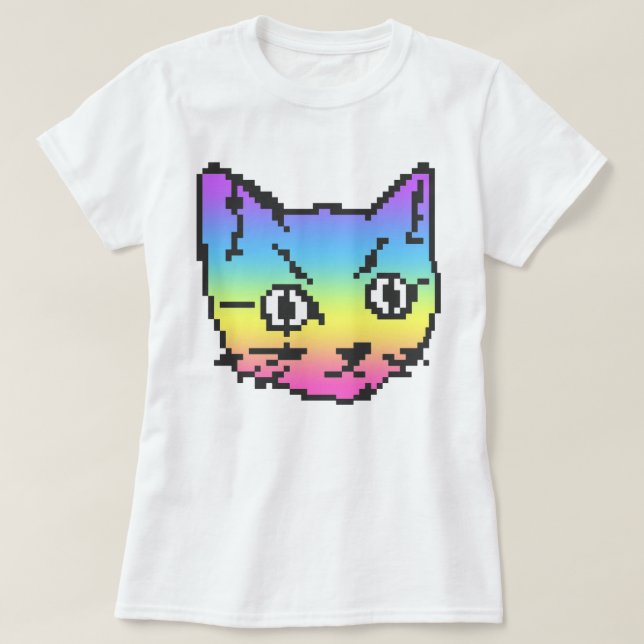 VIDEO KITTY CAT PIXEL ART T-SHIRT (Design Front)