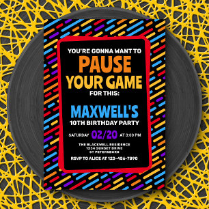 Video Pause Your Game Birthday Invitation