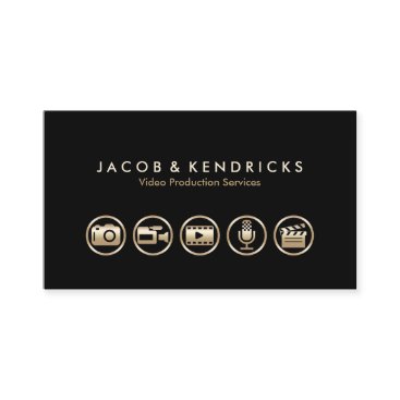 Video Production Services Gold Icons Business Card Video Production Services Gold Icons Business Card
