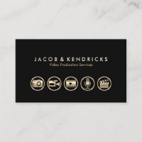 Video Production Services Gold Icons Business Card