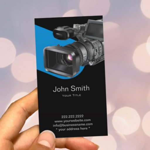 Customizable Video Recording Service Dark Business Card