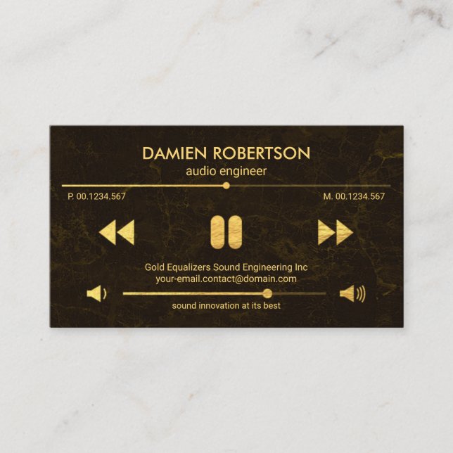 Video Sound Display Brown Granite Audio Engineer Business Card (Front)