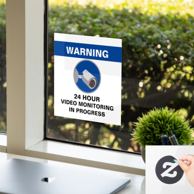 Video Surveillance 24 Hour Security Sign - Blue (Office)