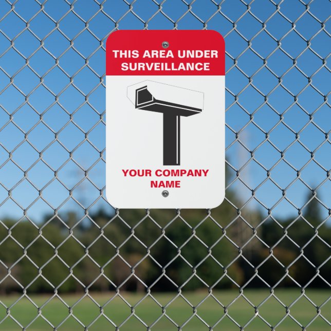 Video Surveillance Camera Warning Business Name Metal Sign (In Situ(Fence))