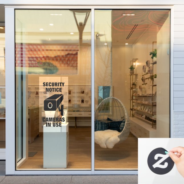 Video surveillance icon window cling warning sign (Store Window)