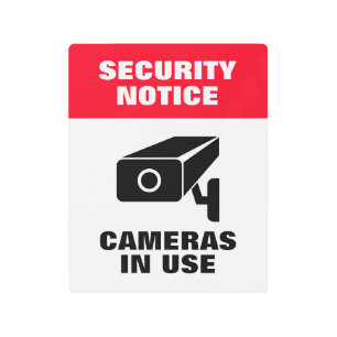 Video surveillance warning metal print sign