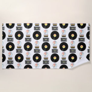 Video tape Vinyl LP pattern Beach Towel