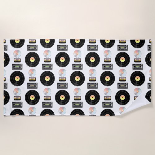 Video tape Vinyl LP pattern Beach Towel