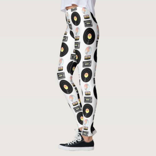 Video tape Vinyl LP pattern Leggings