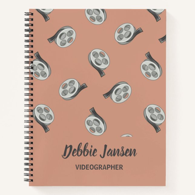 Video tapes gray pattern beige notebook (Front)