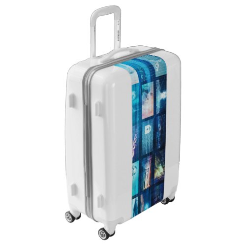 Video Wall Background as a Futuristic Concept Luggage