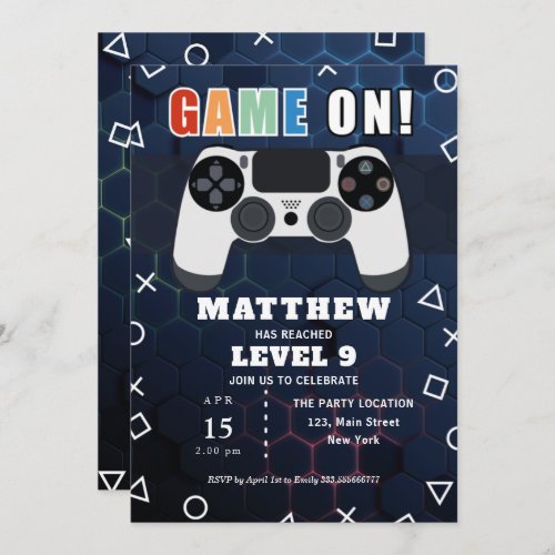 Videogame Controller Birthday Party Invitation