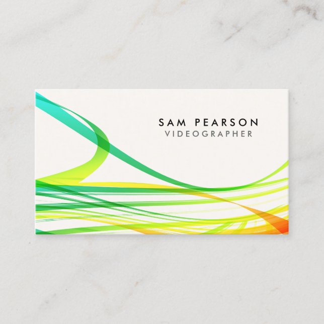 Videographer Colorful Abstract Flowing Streamers Business Card (Front)