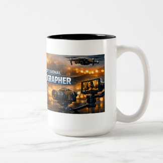 Videographer with action Two-Tone coffee mug
