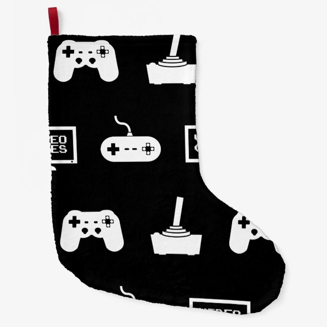 Videos Games Themed Gaming Design Video Game Gamer Large Christmas Stocking (Front)