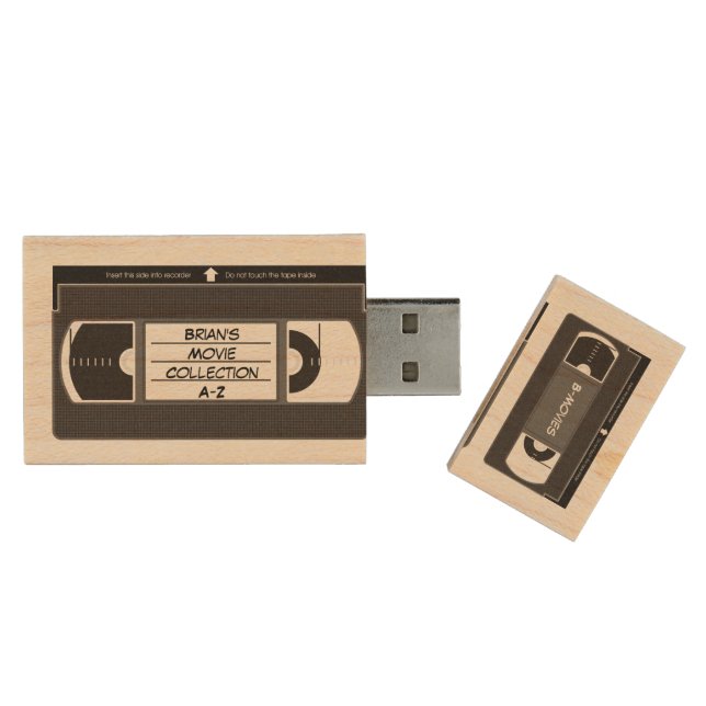 Videotape Archive Wood USB Flash Drive (Opened)