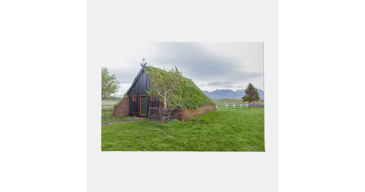 Vidimyri Turf Church in the north of Iceland Doormat | Zazzle