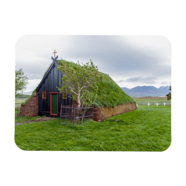 Vidimyri Turf Church in the north of Iceland Magnet (Horizontal)