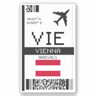VIE Vienna Boarding Pass - Austria Travel Sticker