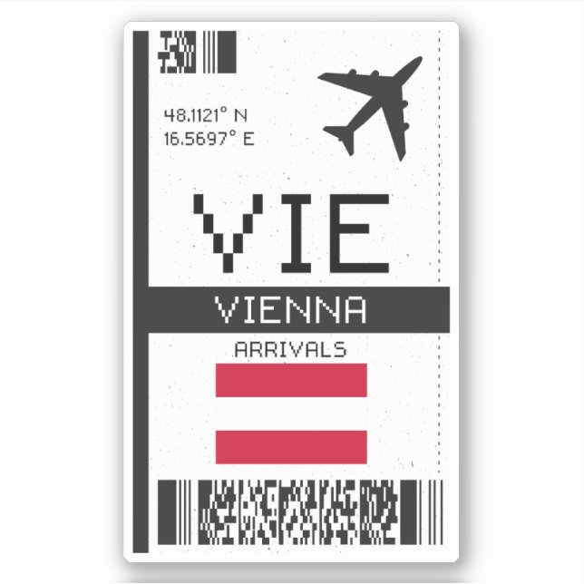 VIE Vienna Boarding Pass - Austria Travel Sticker (Front)