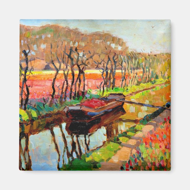 Viegers - A Fatboat in the Dutch Bulb Fields Magnet (Front)