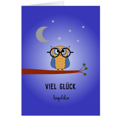 Viel gluck good luck personalized academic owl