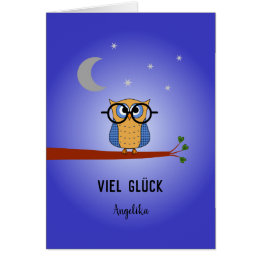 Viel gluck good luck personalized academic owl cards