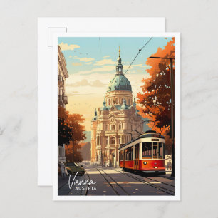 Vienna Austria Art Vintage Travel Illustration Postcard