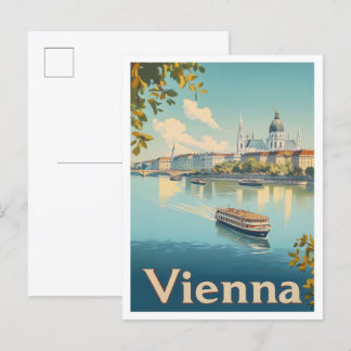 Vienna Austria Art Vintage Travel Illustration Postcard