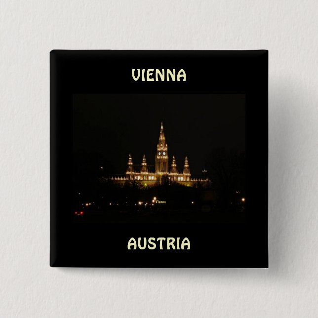 Vienna, Austria at Night Button (Front)