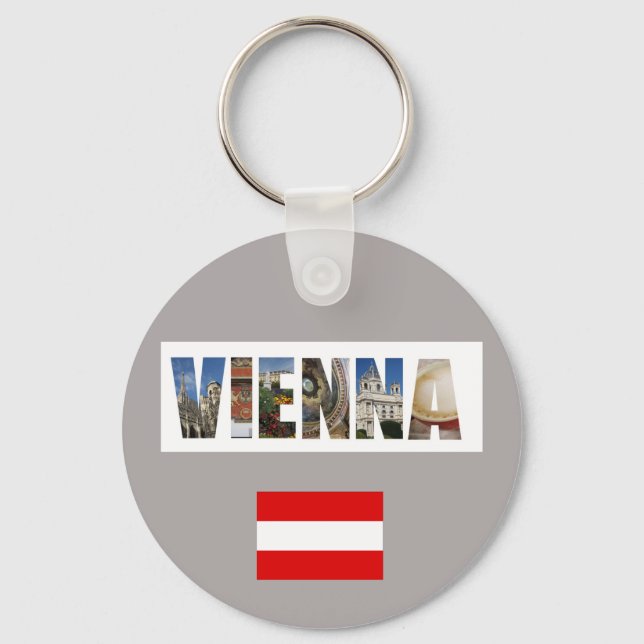 Vienna Austria Austrian Flag Travel Photos Keychain (Front)