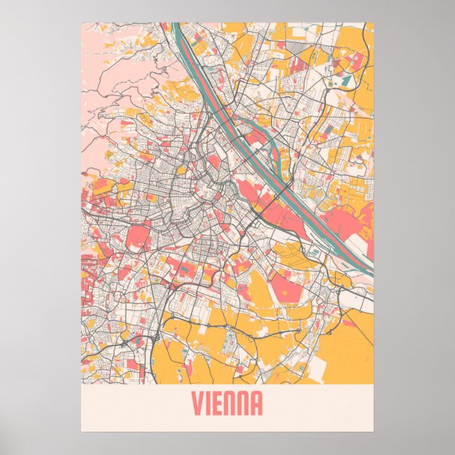 Vienna - Austria Chalk City Map Poster (Front)