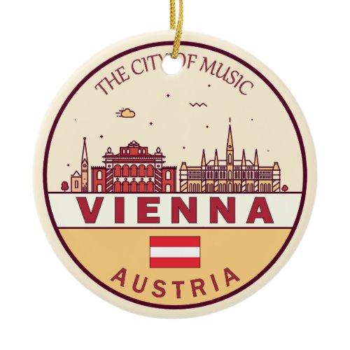 Vienna Austria City Skyline Emblem Ceramic Ornament