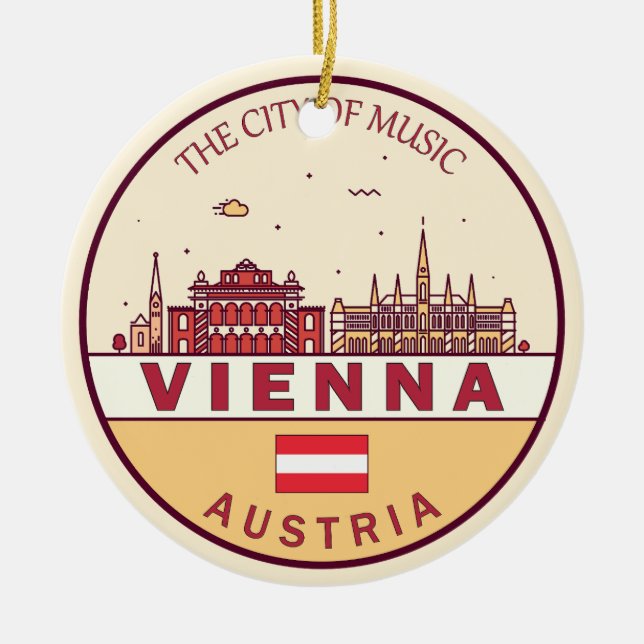 Vienna Austria City Skyline Emblem Ceramic Ornament (Front)