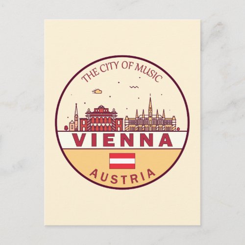Vienna Austria City Skyline Emblem Postcard