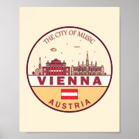 Vienna Austria City Skyline Emblem