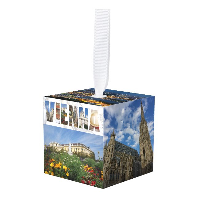 Vienna Austria City Travel Photos Christmas Cube Ornament (Front Angled)