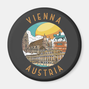Vienna Austria Distressed Circle Magnet