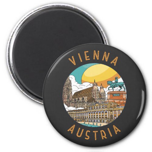 Vienna Austria Distressed Circle Magnet