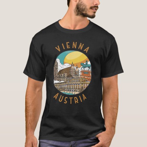 Vienna Austria Distressed Circle T_Shirt