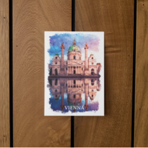 Vienna Austria karlskirche Church Watercolor Postcard