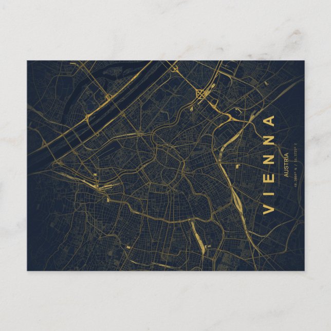 Vienna Austria Map Minimal Postcard (Front)
