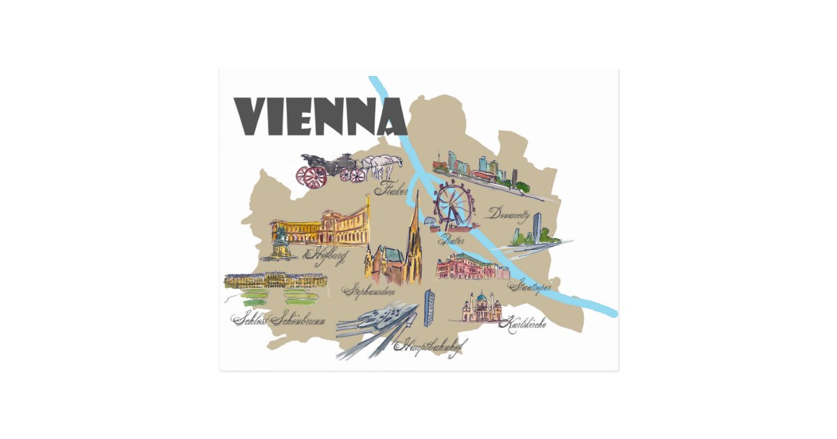 Vienna Austria Map Overview Postcard | Zazzle.com