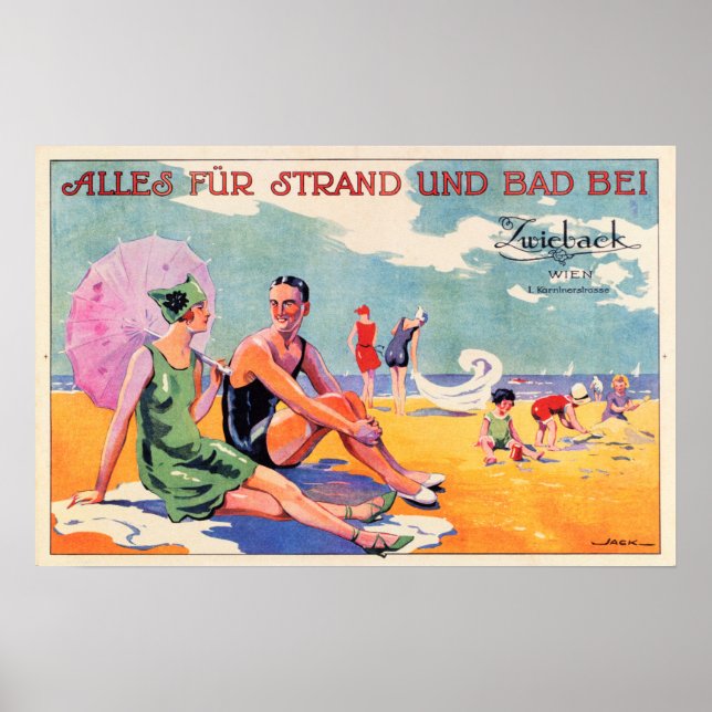 VIENNA AUSTRIA Sea Beach Bath Holidays Old Travel Poster (Front)