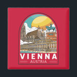 Vienna Austria Travel Retro Emblem Magnet<br><div class="desc">Vienna retro travel design in an emblem style. Its artistic and intellectual legacy was shaped by residents including Mozart,  Beethoven and Sigmund Freud.</div>