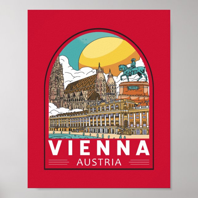 Vienna Austria Travel Retro Emblem Poster (Front)