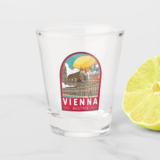 Vienna Austria Travel Retro Emblem Shot Glass (Front)