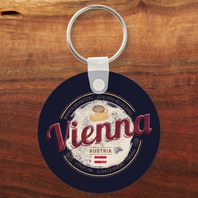 Vienna Austria Vintage Capital Viennese Melange Keychain (Front)