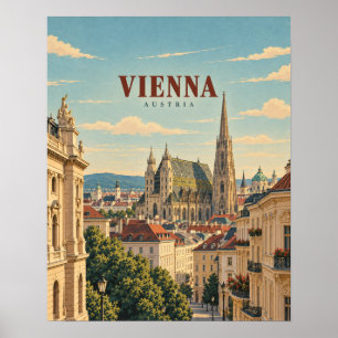Vienna Austria Vintage Travel Art Poster